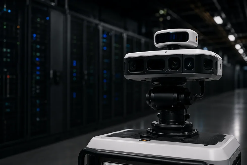 FacilityOps plug and play sensor hub mounted on an inspection robot